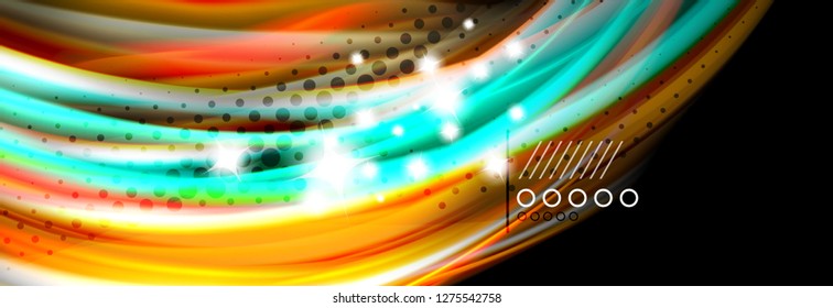 Rainbow color fluid wave lines flow poster. Wave vector Liquid shapes design