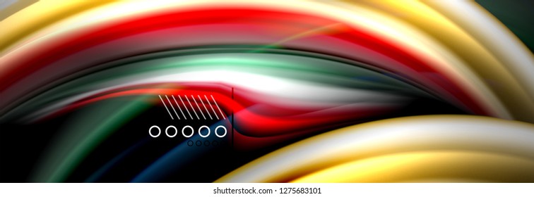 Rainbow color fluid wave lines flow poster. Wave vector Liquid shapes design