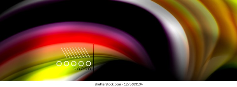 Rainbow color fluid wave lines flow poster. Wave vector Liquid shapes design
