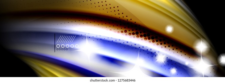 Rainbow color fluid wave lines flow poster. Wave vector Liquid shapes design