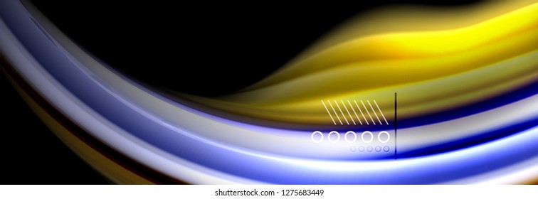 Rainbow color fluid wave lines flow poster. Wave vector Liquid shapes design