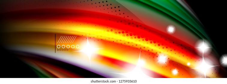 Rainbow color fluid wave lines flow poster. Wave vector Liquid shapes design