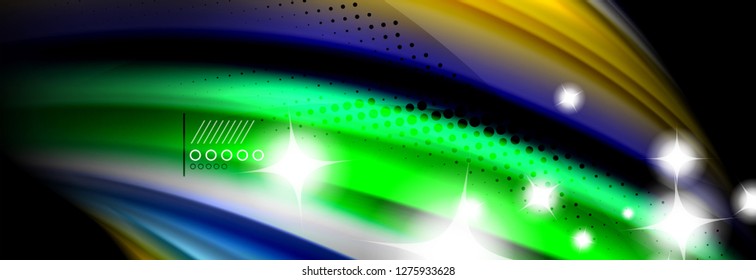 Rainbow color fluid wave lines flow poster. Wave vector Liquid shapes design