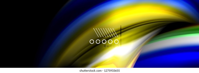 Rainbow color fluid wave lines flow poster. Wave vector Liquid shapes design