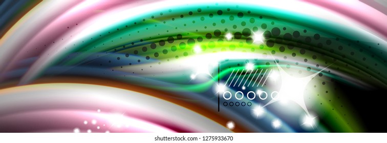 Rainbow color fluid wave lines flow poster. Wave vector Liquid shapes design