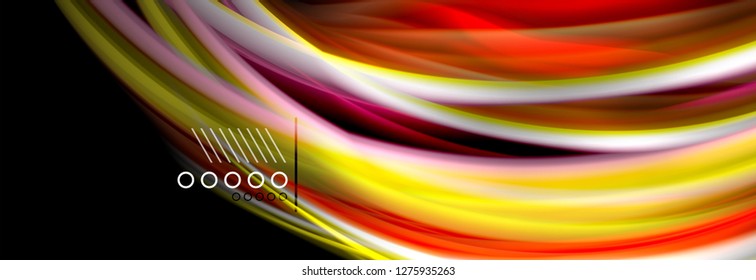 Rainbow color fluid wave lines flow poster. Wave vector Liquid shapes design