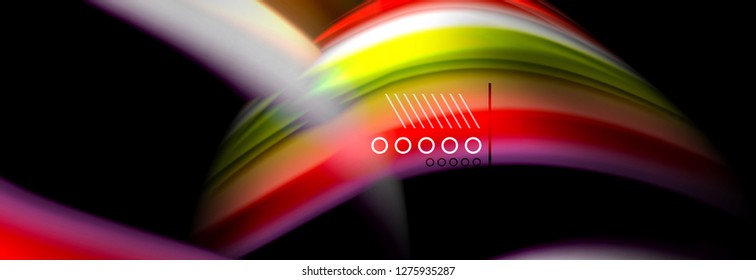 Rainbow color fluid wave lines flow poster. Wave vector Liquid shapes design