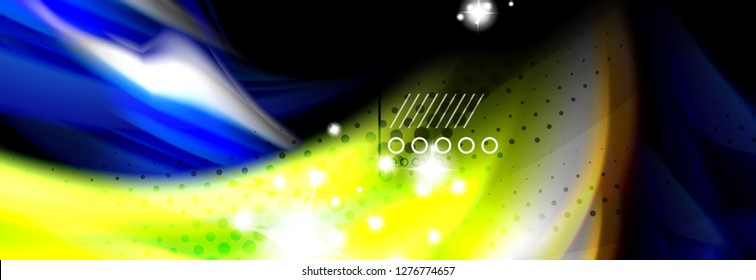 Rainbow color fluid wave lines flow poster. Wave vector Liquid shapes design