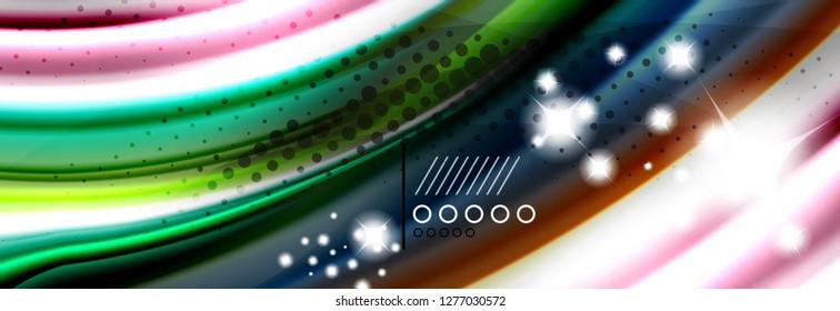 Rainbow color fluid wave lines flow poster. Wave vector Liquid shapes design
