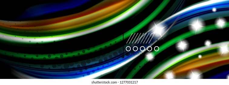 Rainbow Color Wave Linien Flow Poster. Wellenvektor-Liquid-Formen-Design