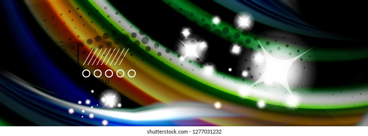 Rainbow Color Wave Linien Flow Poster. Wellenvektor-Liquid-Formen-Design