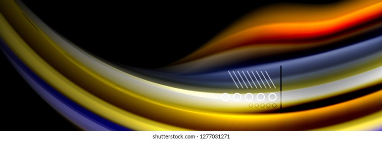 Rainbow color fluid wave lines flow poster. Wave vector Liquid shapes design