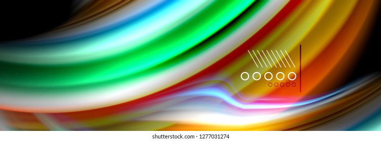 Afiche del flujo de las líneas de oleaje de color arcoiris. Vector de onda Diseño de formas líquidas