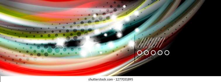 Rainbow color fluid wave lines flow poster. Wave vector Liquid shapes design