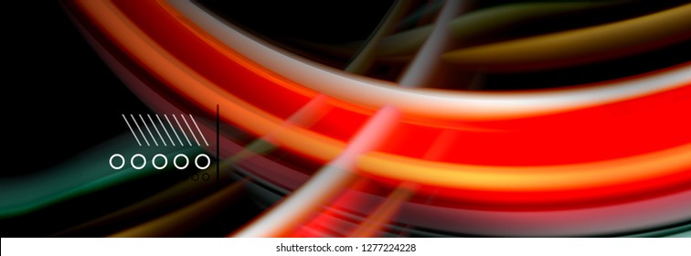 Afiche del flujo de las líneas de oleaje de color arcoiris. Vector de onda Diseño de formas líquidas