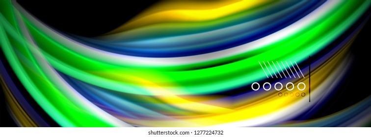 Rainbow color fluid wave lines flow poster. Wave vector Liquid shapes design