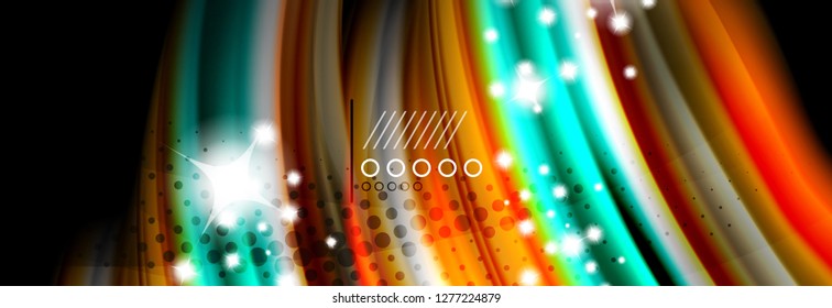 Rainbow color fluid wave lines flow poster. Wave vector Liquid shapes design