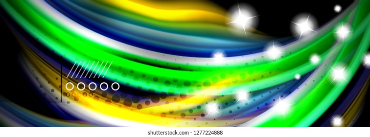 Rainbow color fluid wave lines flow poster. Wave vector Liquid shapes design