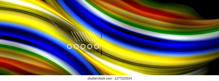Rainbow color fluid wave lines flow poster. Wave vector Liquid shapes design