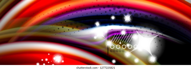 Rainbow color fluid wave lines flow poster. Wave vector Liquid shapes design