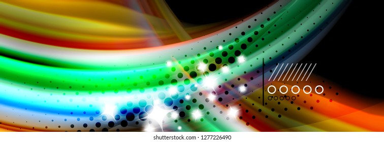 Rainbow color fluid wave lines flow poster. Wave vector Liquid shapes design