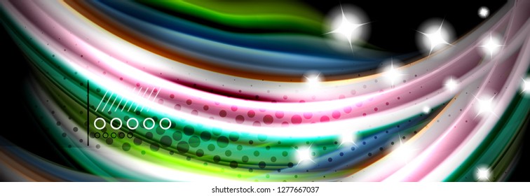 Rainbow color fluid wave lines flow poster. Wave vector Liquid shapes design