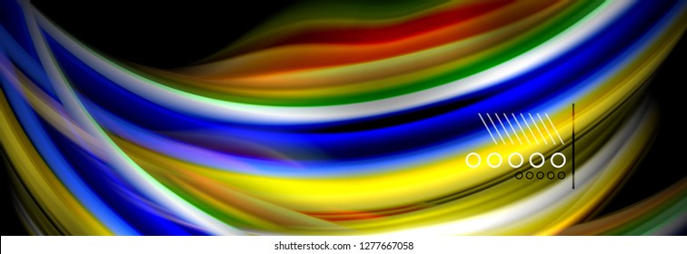 Rainbow color fluid wave lines flow poster. Wave vector Liquid shapes design