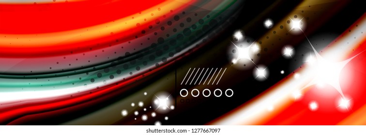 Rainbow color fluid wave lines flow poster. Wave vector Liquid shapes design