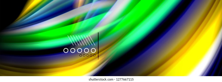 Rainbow color fluid wave lines flow poster. Wave vector Liquid shapes design