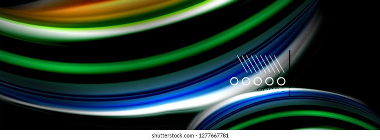 Rainbow color fluid wave lines flow poster. Wave vector Liquid shapes design
