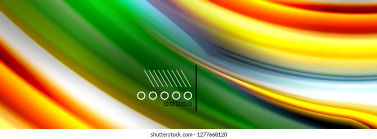 Rainbow color fluid wave lines flow poster. Wave vector Liquid shapes design