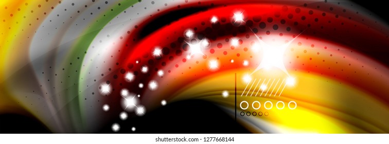 Rainbow color fluid wave lines flow poster. Wave vector Liquid shapes design