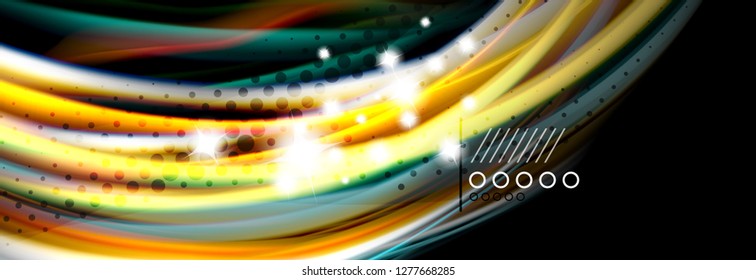 Rainbow color fluid wave lines flow poster. Wave vector Liquid shapes design