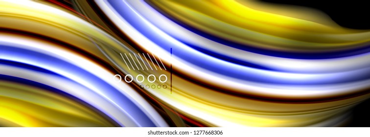 Rainbow color fluid wave lines flow poster. Wave vector Liquid shapes design