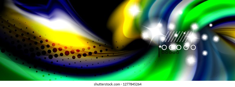 Rainbow color fluid wave lines flow poster. Wave vector Liquid shapes design