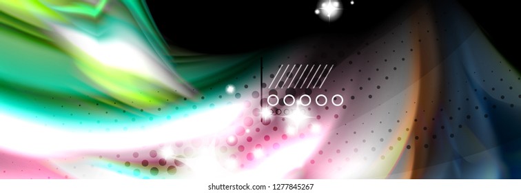 Rainbow color fluid wave lines flow poster. Wave vector Liquid shapes design