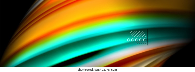 Rainbow color fluid wave lines flow poster. Wave vector Liquid shapes design