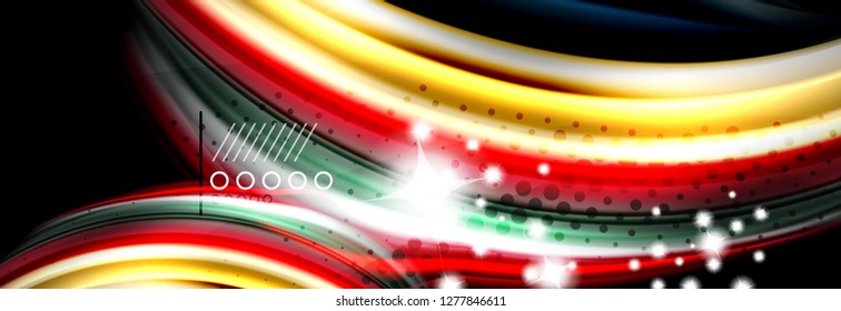 Rainbow color fluid wave lines flow poster. Wave vector Liquid shapes design