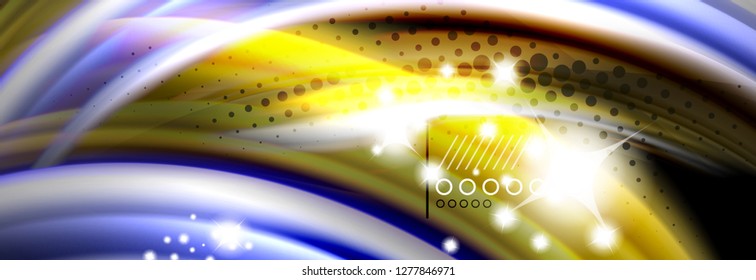 Rainbow color fluid wave lines flow poster. Wave vector Liquid shapes design