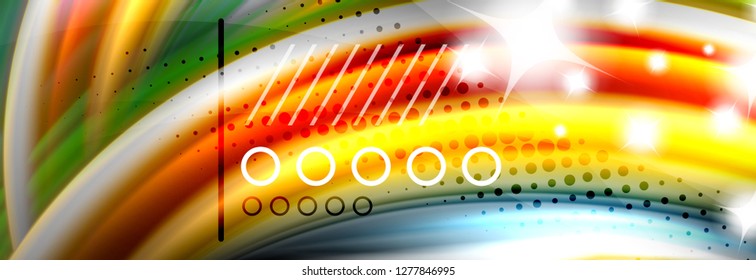 Rainbow color fluid wave lines flow poster. Wave vector Liquid shapes design