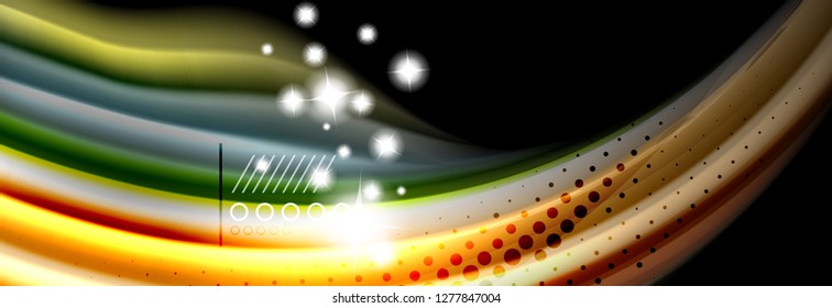 Rainbow color fluid wave lines flow poster. Wave vector Liquid shapes design