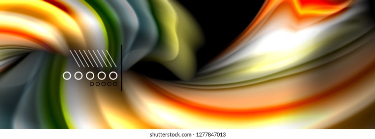 Rainbow color fluid wave lines flow poster. Wave vector Liquid shapes design