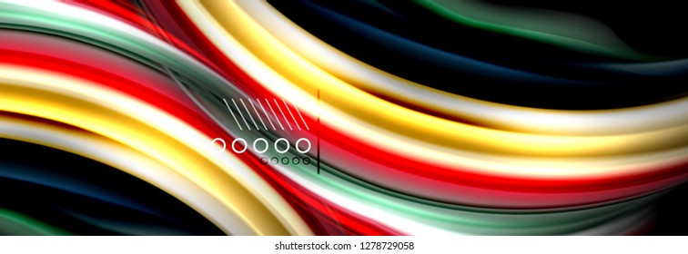 Rainbow color fluid wave lines flow poster. Wave vector Liquid shapes design