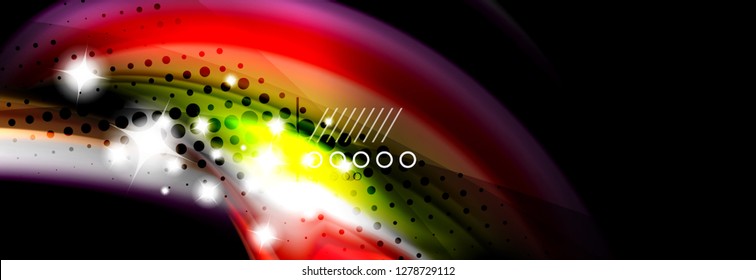 Rainbow color fluid wave lines flow poster. Wave vector Liquid shapes design
