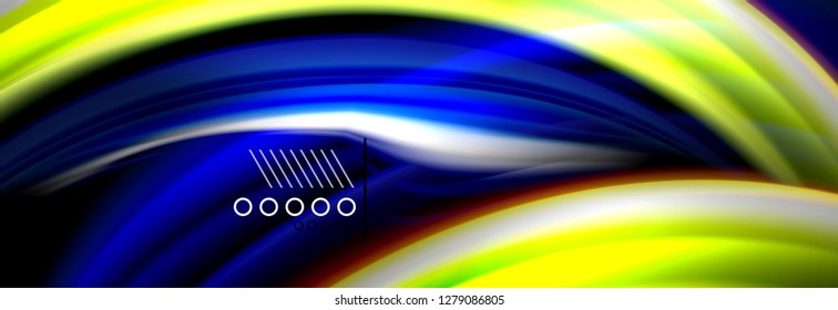 Rainbow color fluid wave lines flow poster. Wave vector Liquid shapes design