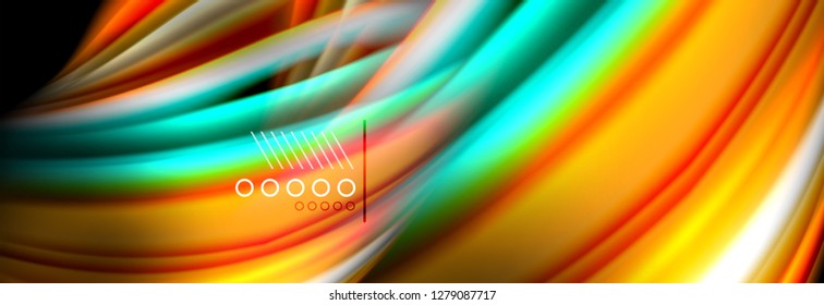 Rainbow color fluid wave lines flow poster. Wave vector Liquid shapes design