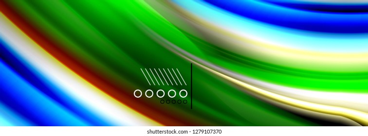 Rainbow color fluid wave lines flow poster. Wave vector Liquid shapes design