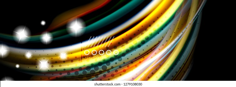 Rainbow color fluid wave lines flow poster. Wave vector Liquid shapes design