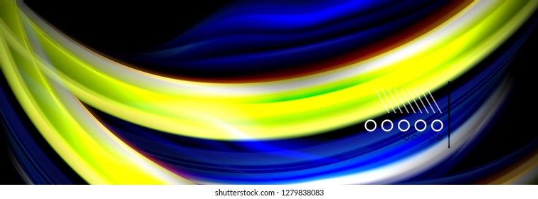 Rainbow color fluid wave lines flow poster. Wave vector Liquid shapes design