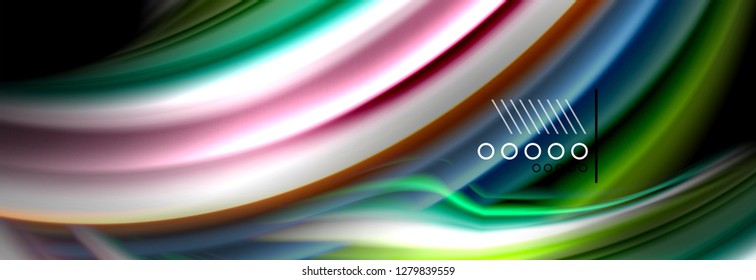 Rainbow color fluid wave lines flow poster. Wave vector Liquid shapes design